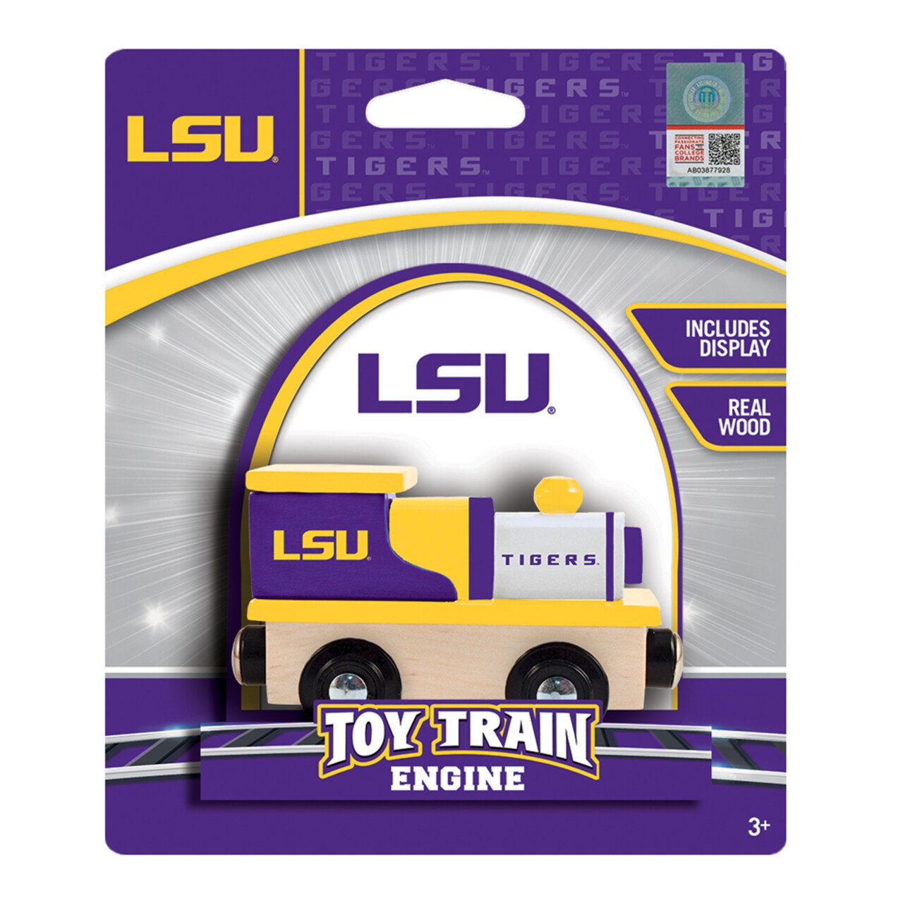 Masterpieces Officially Licensed NCAA LSU Tigers Wooden Toy Train Engine For Kids